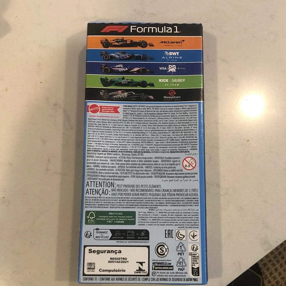 Mattel Hot Wheels Formula 1 Car Set - Black with Multicolor Accents